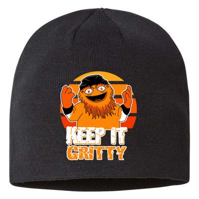 Keep It Gritty Retro Hockey Mascot Sustainable Beanie