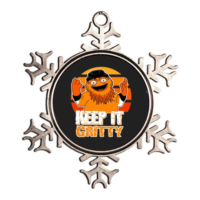 Keep It Gritty Retro Hockey Mascot Metallic Star Ornament