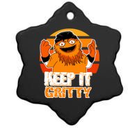 Keep It Gritty Retro Hockey Mascot Ceramic Star Ornament