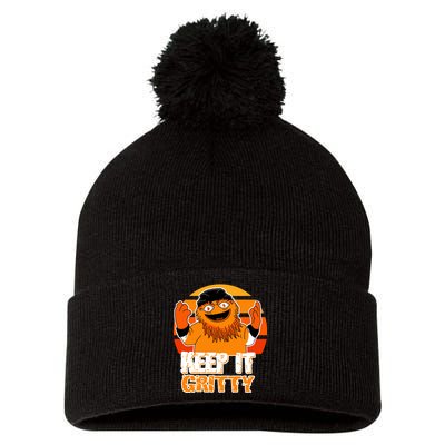 Keep It Gritty Retro Hockey Mascot Pom Pom 12in Knit Beanie