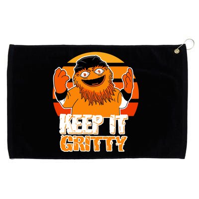 Keep It Gritty Retro Hockey Mascot Grommeted Golf Towel