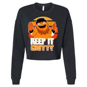 Keep It Gritty Retro Hockey Mascot Cropped Pullover Crew