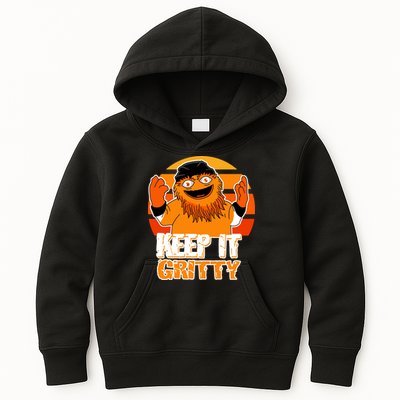 Keep It Gritty Retro Hockey Mascot Kids Hoodie