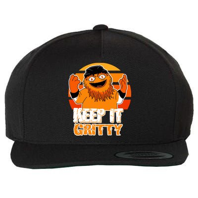 Keep It Gritty Retro Hockey Mascot Wool Snapback Cap