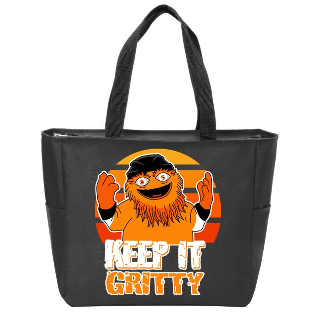 Keep It Gritty Retro Hockey Mascot Zip Tote Bag