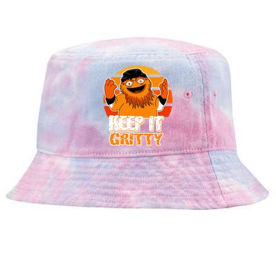 Keep It Gritty Retro Hockey Mascot Tie-Dyed Bucket Hat