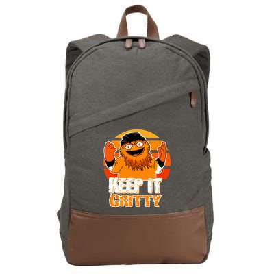 Keep It Gritty Retro Hockey Mascot Cotton Canvas Backpack