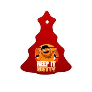 Keep It Gritty Retro Hockey Mascot Ceramic Tree Ornament