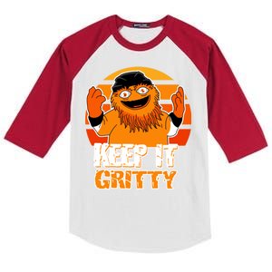 Keep It Gritty Retro Hockey Mascot Kids Colorblock Raglan Jersey