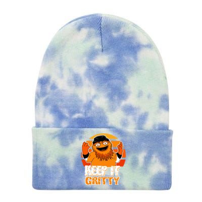 Keep It Gritty Retro Hockey Mascot Tie Dye 12in Knit Beanie