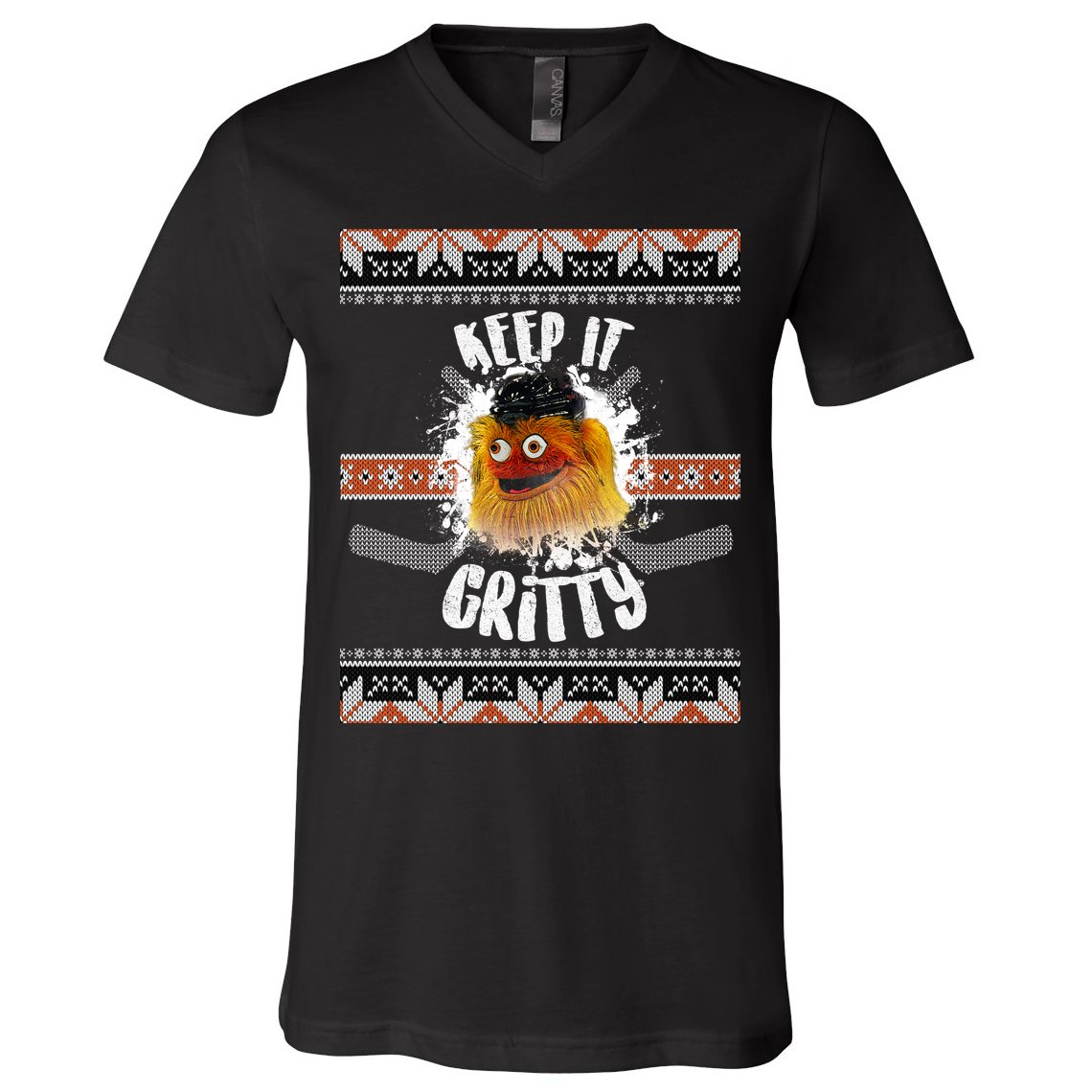 Keep It Gritty Ugly Christmas Sweater V-Neck T-Shirt