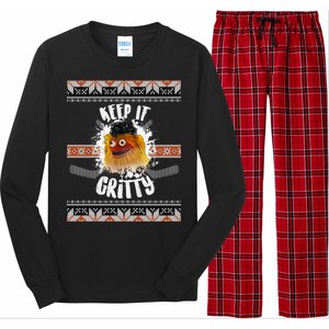 Keep It Gritty Ugly Christmas Sweater Long Sleeve Pajama Set