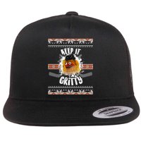 Keep It Gritty Ugly Christmas Sweater Flat Bill Trucker Hat