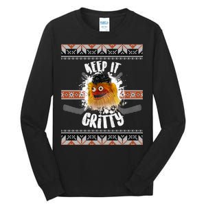 Keep It Gritty Ugly Christmas Sweater Tall Long Sleeve T-Shirt