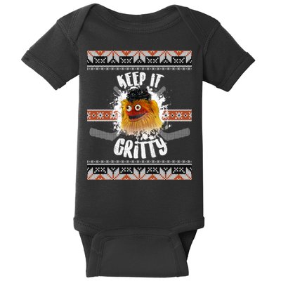 Keep It Gritty Ugly Christmas Sweater Baby Bodysuit