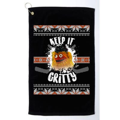 Keep It Gritty Ugly Christmas Sweater Golf Towel