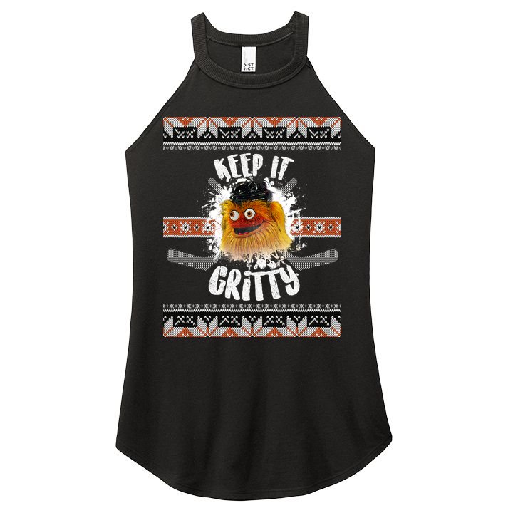 Keep It Gritty Ugly Christmas Sweater Women's Perfect Tri Rocker Tank