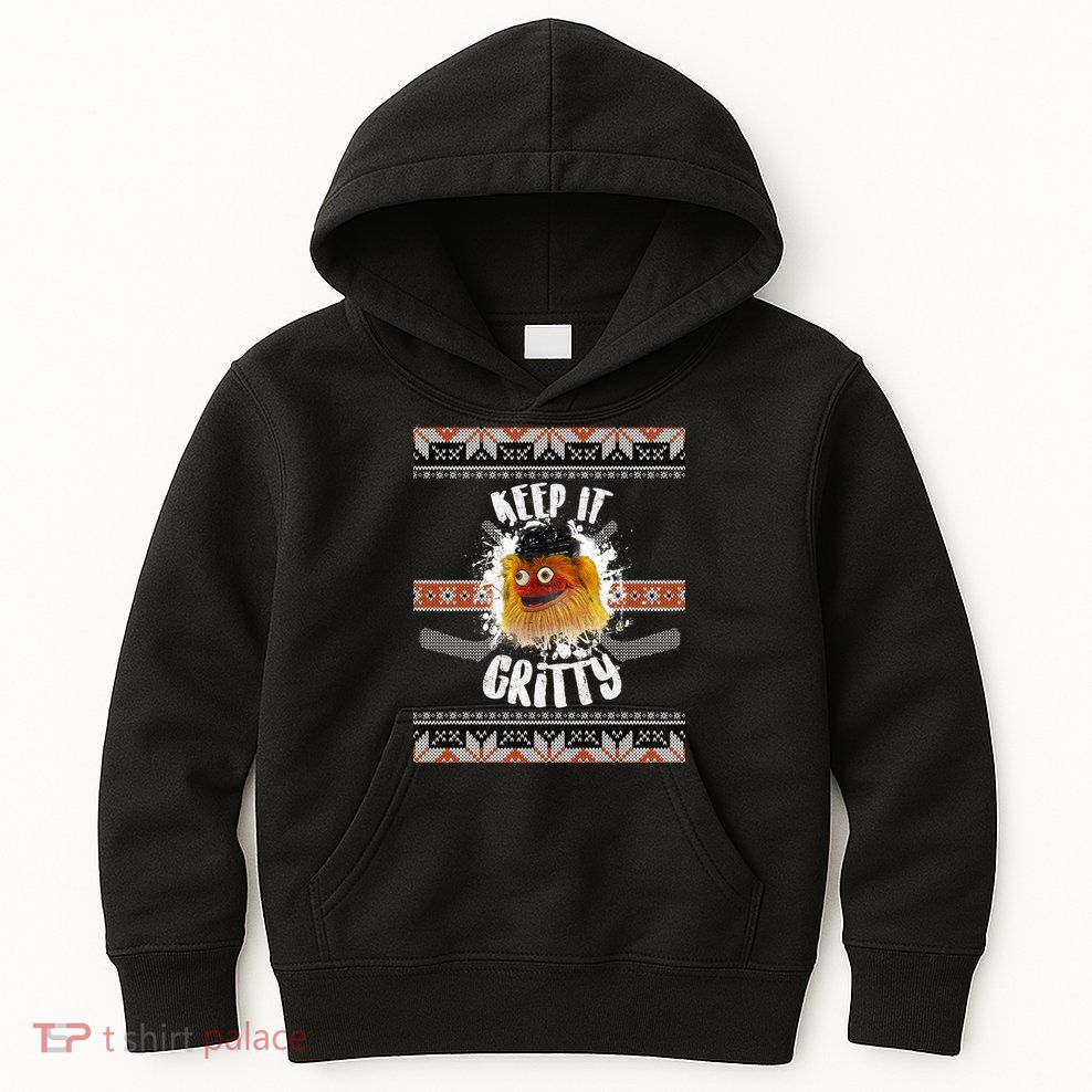 Keep It Gritty Ugly Christmas Sweater Kids Hoodie
