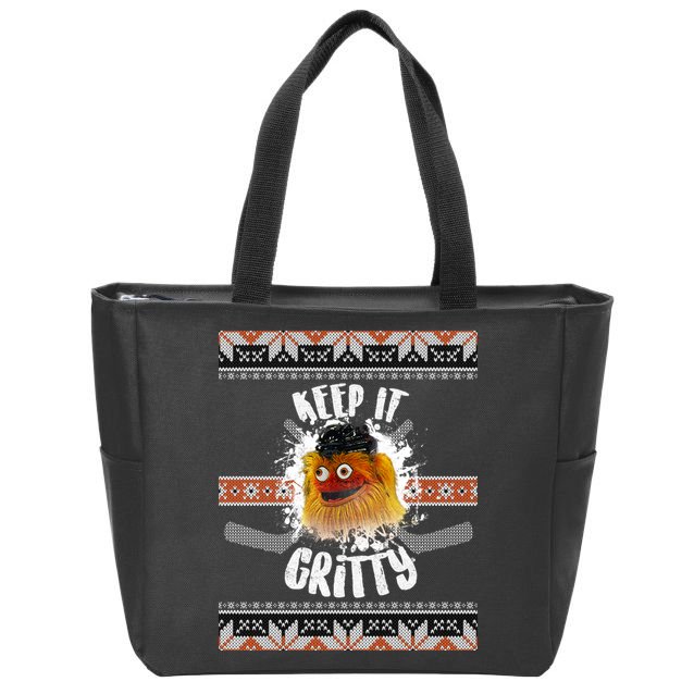 Keep It Gritty Ugly Christmas Sweater Zip Tote Bag