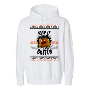 Keep It Gritty Ugly Christmas Sweater Garment-Dyed Fleece Hoodie