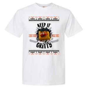 Keep It Gritty Ugly Christmas Sweater Garment-Dyed Heavyweight T-Shirt