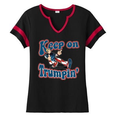 Keep On Trumpin' Pro Trump Ladies Halftime Notch Neck Tee