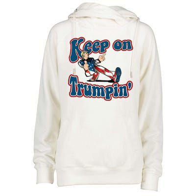 Keep On Trumpin' Pro Trump Womens Funnel Neck Pullover Hood