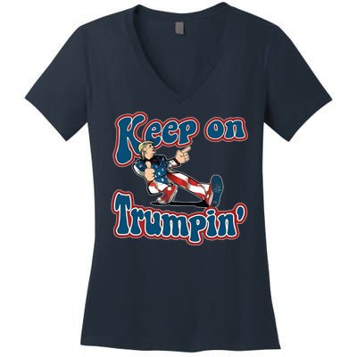 Keep On Trumpin' Pro Trump Women's V-Neck T-Shirt