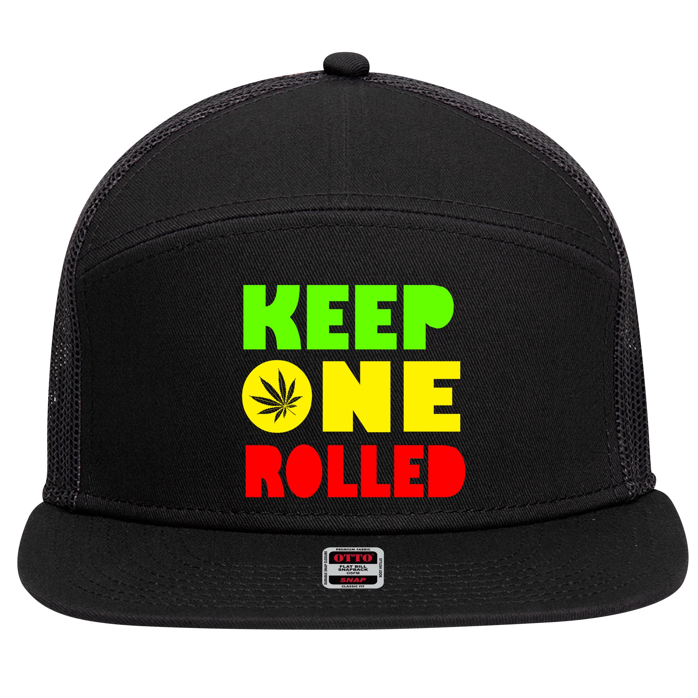 Keep One Rolled 7 Panel Mesh Trucker Snapback Hat