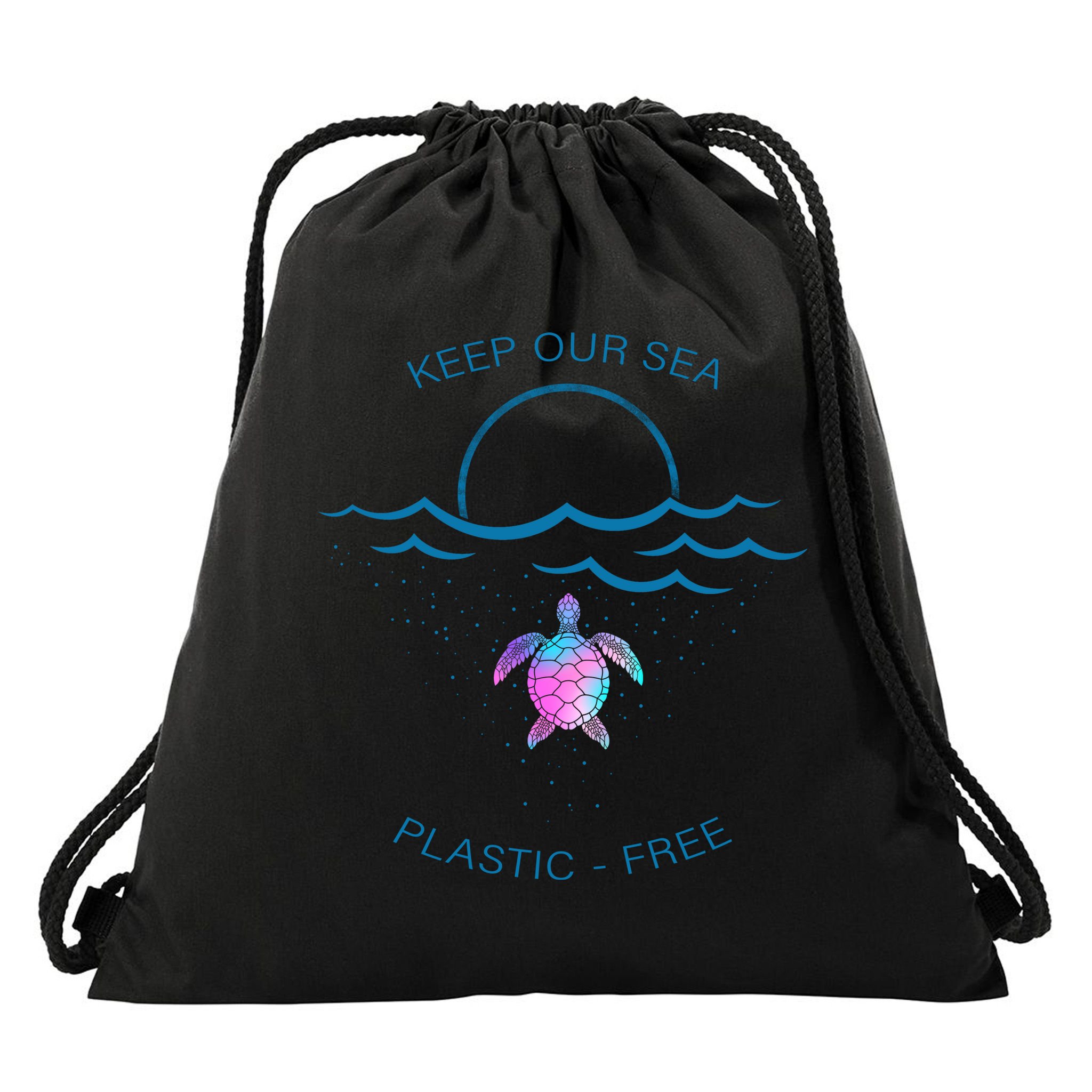 Keep Our Sea Plastic Free Drawstring Bag
