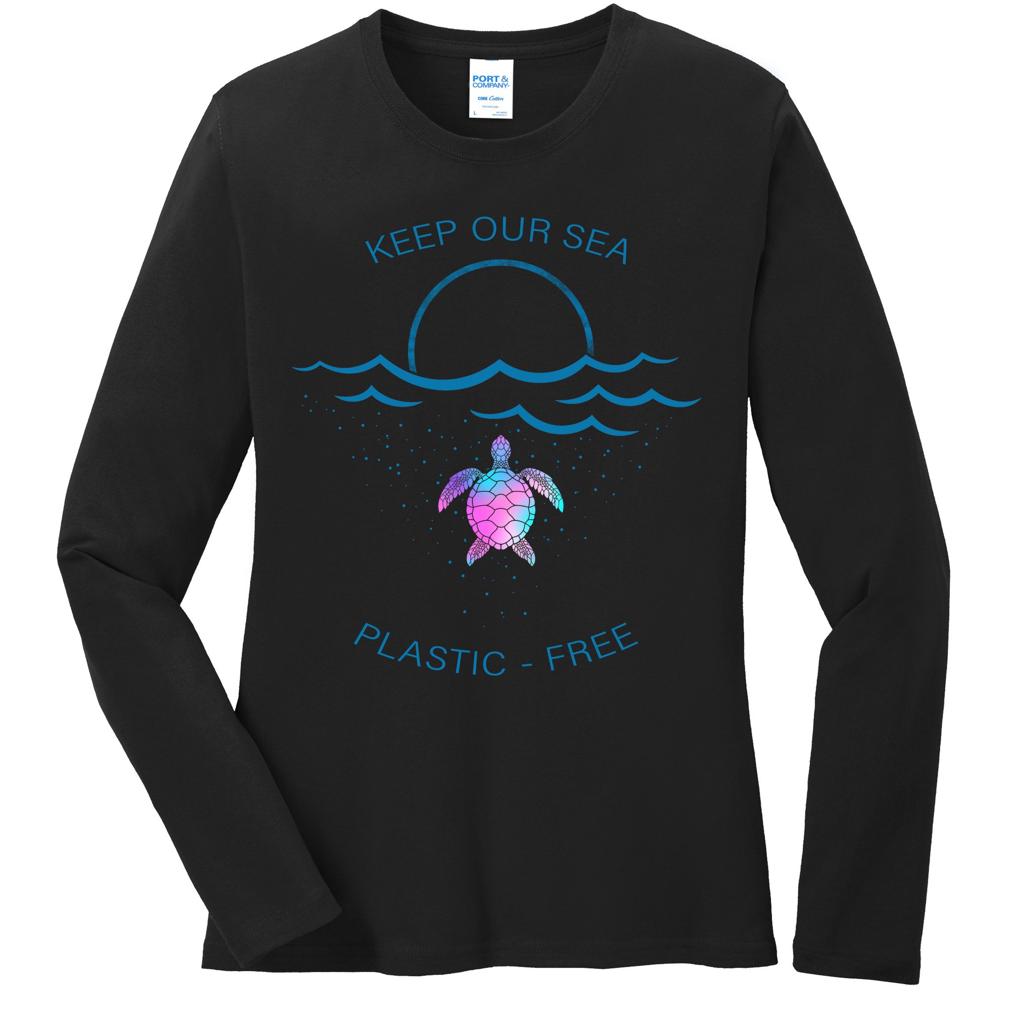 Keep Our Sea Plastic Free Ladies Long Sleeve Shirt