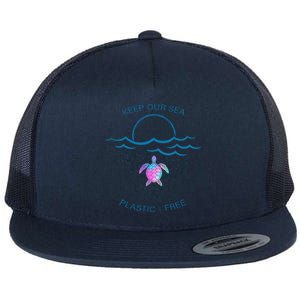 Keep Our Sea Plastic Free Flat Bill Trucker Hat