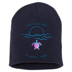 Keep Our Sea Plastic Free Short Acrylic Beanie