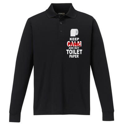 Keep Panic And Buy Toilet Paper Performance Long Sleeve Polo