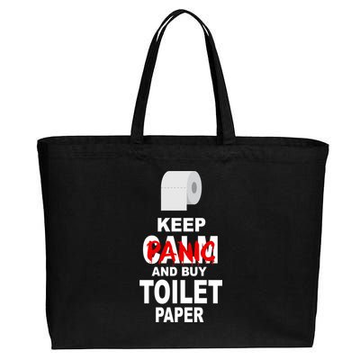 Keep Panic And Buy Toilet Paper Cotton Canvas Jumbo Tote