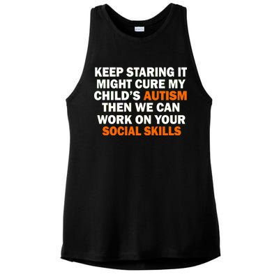 Keep Staring It Might Cure Autism Ladies PosiCharge Tri-Blend Wicking Tank