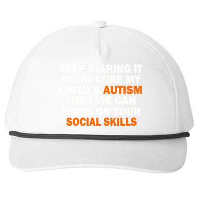 Keep Staring It Might Cure Autism Snapback Five-Panel Rope Hat