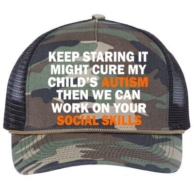 Keep Staring It Might Cure Autism Retro Rope Trucker Hat Cap