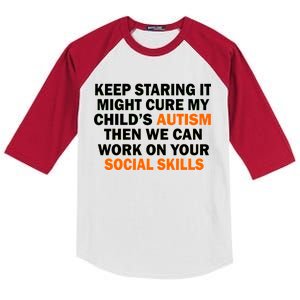 Keep Staring It Might Cure Autism Kids Colorblock Raglan Jersey