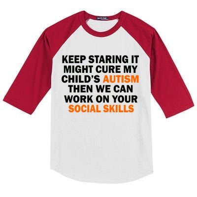 Keep Staring It Might Cure Autism Kids Colorblock Raglan Jersey