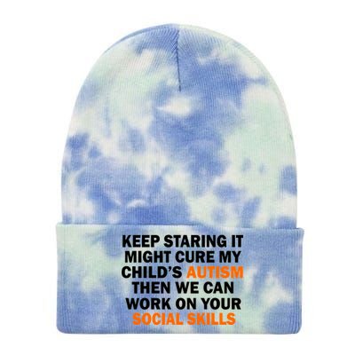 Keep Staring It Might Cure Autism Tie Dye 12in Knit Beanie