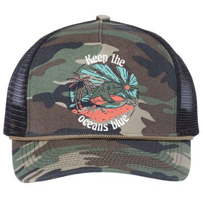 Keep The Ocean Blue Retro Rope Trucker Hat Cap