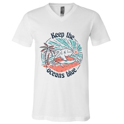 Keep The Ocean Blue V-Neck T-Shirt