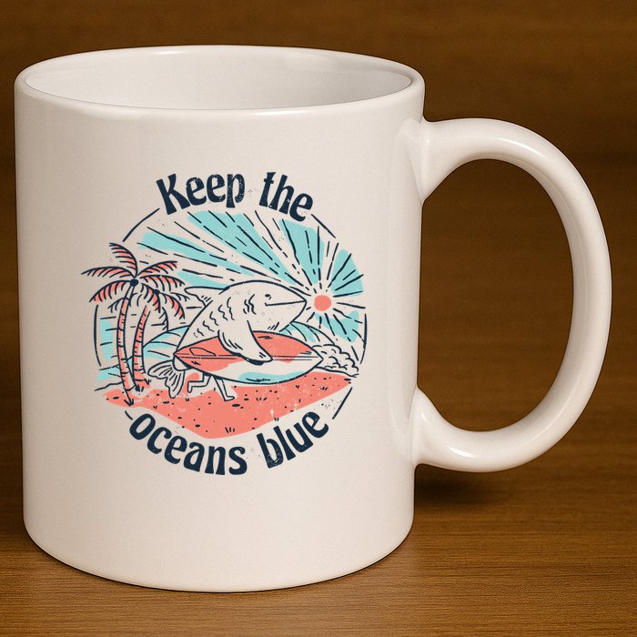 Keep The Ocean Blue 11oz C Handle Ceramic Mug