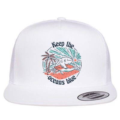 Keep The Ocean Blue Flat Bill Trucker Hat