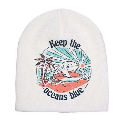 Keep The Ocean Blue Short Acrylic Beanie