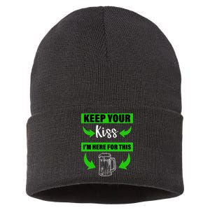 Keep Your Kiss I'm Here For The Beer Sustainable Knit Beanie