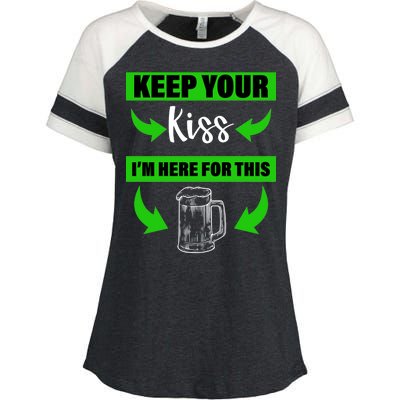 Keep Your Kiss I'm Here For The Beer Enza Ladies Jersey Colorblock Tee