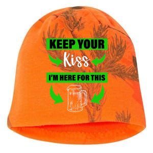 Keep Your Kiss I'm Here For The Beer Kati - Camo Knit Beanie