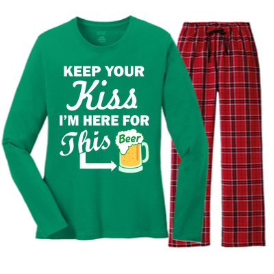 Keep Your Kiss I'm Here For This Beer Women's Long Sleeve Flannel Pajama Set 